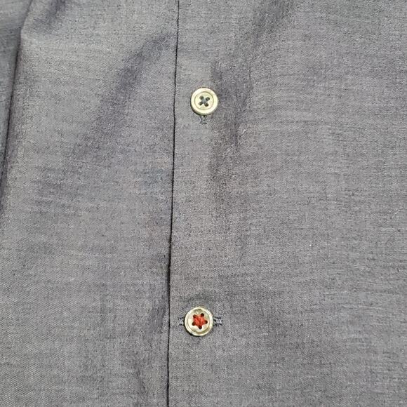 John Varvatos Cotton Button Up Shirt Chambray Blue Sz Lg Career Preppy Business - Picture 12 of 16